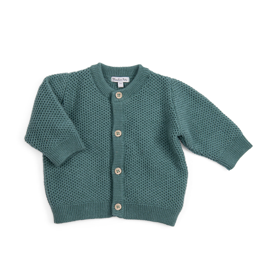 Moulin Roty | Cardigan maglia bambini in misto lana cotone, Iguane