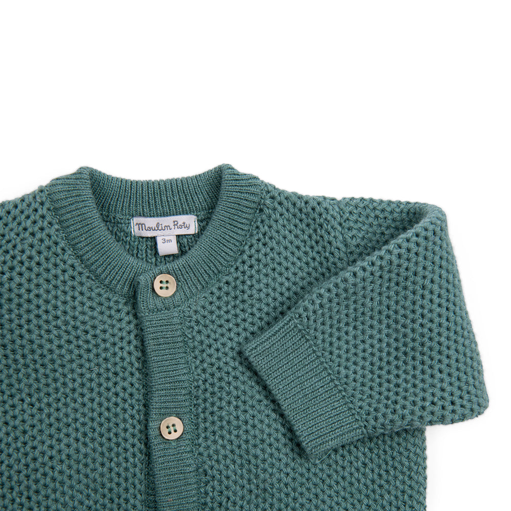 Moulin Roty | Cardigan maglia bambini in misto lana cotone, Iguane