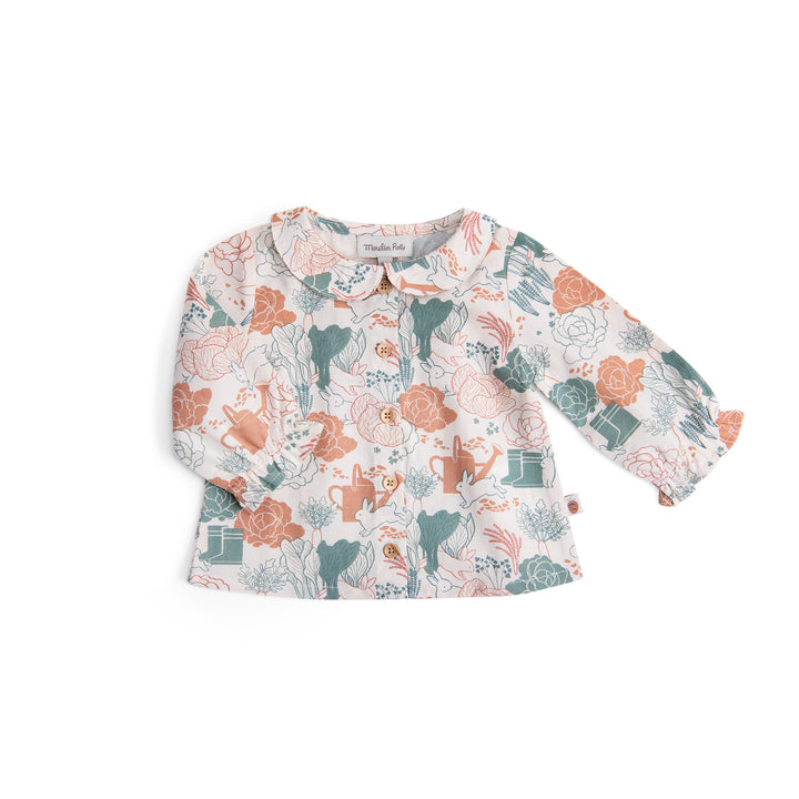 Moulin Roty | Blusa con colletto in cotone bio stampa orto, Isée