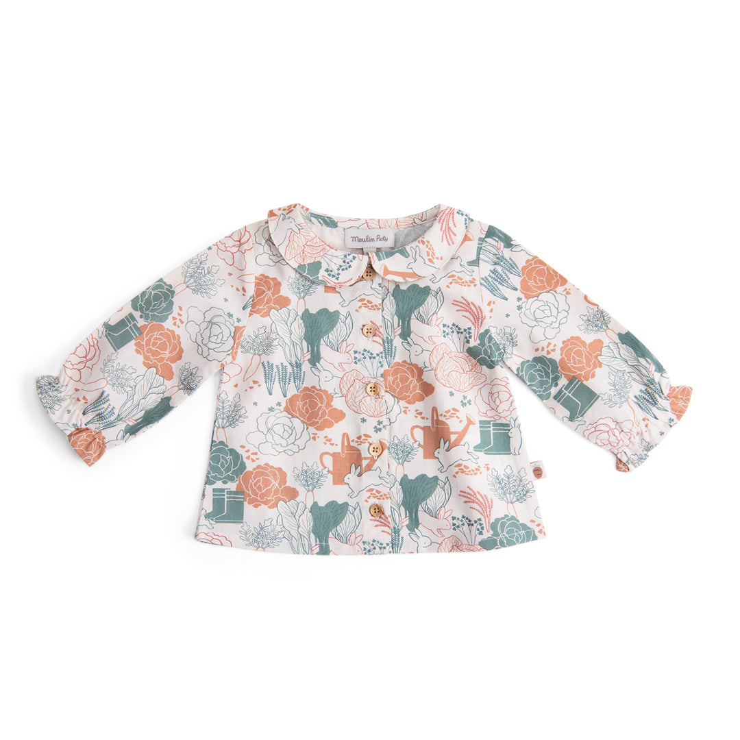 Moulin Roty | Blusa con colletto in cotone bio stampa orto, Isée