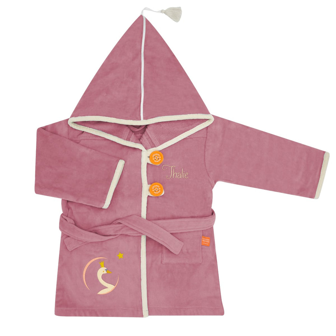 Accappatoio personalizzabile 2/4 anni Rosa antico cigno Oiseau Bateau