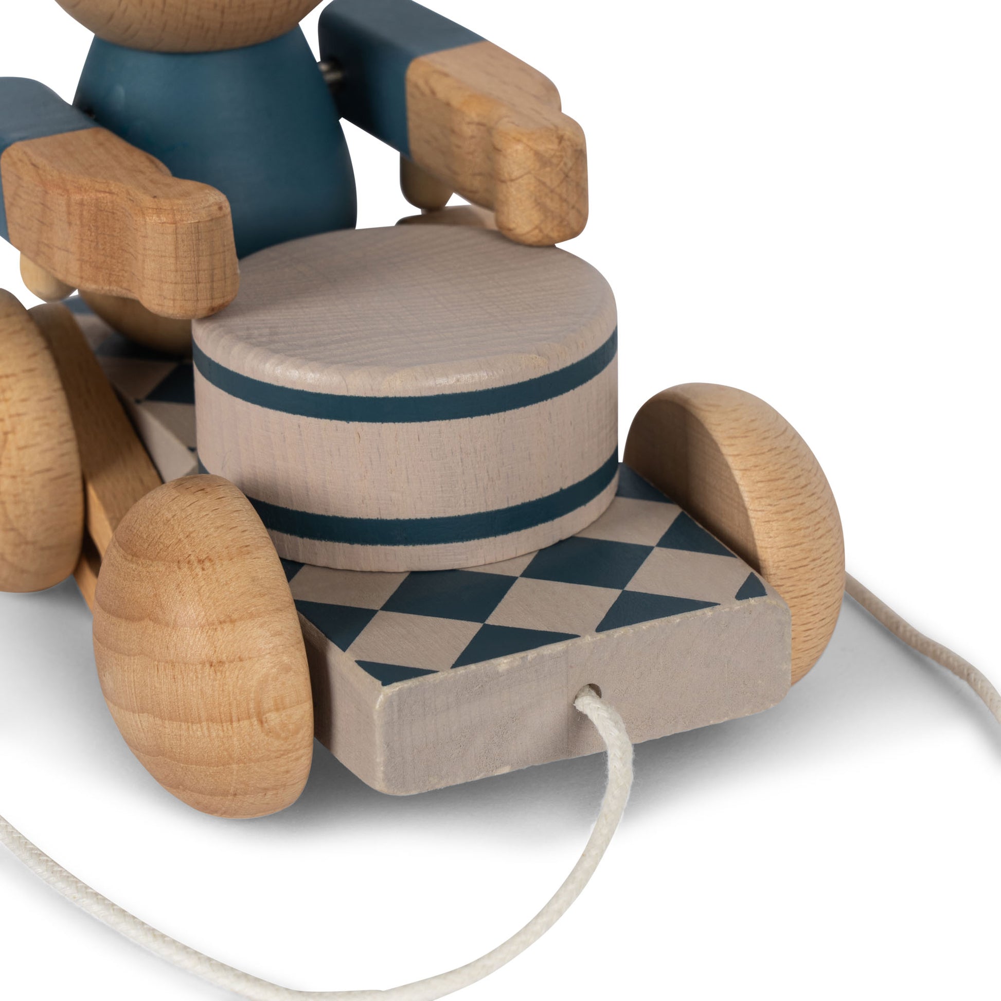 Orsetto con tamburo da tirare in legno