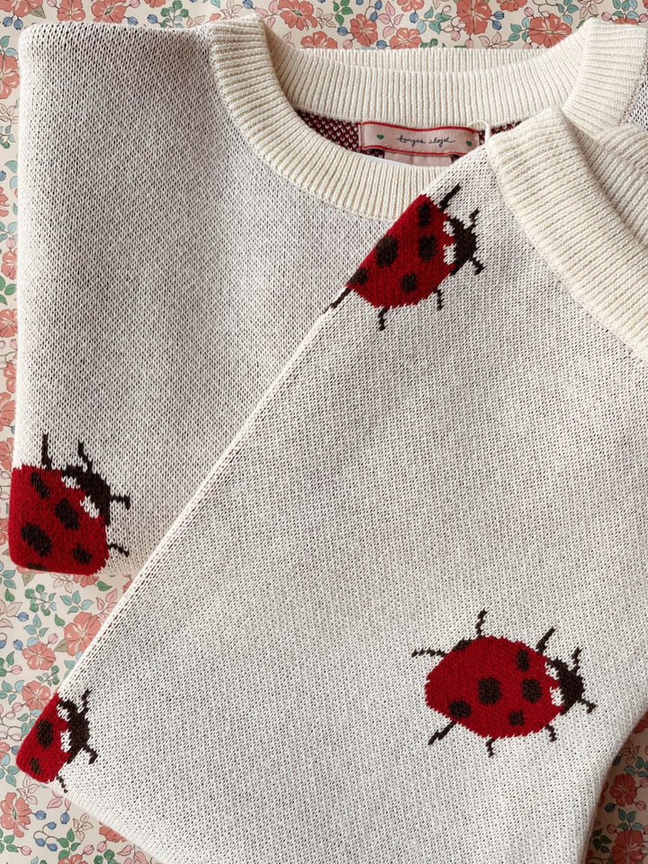 Organic cotton knitted trousers, Ladybug
