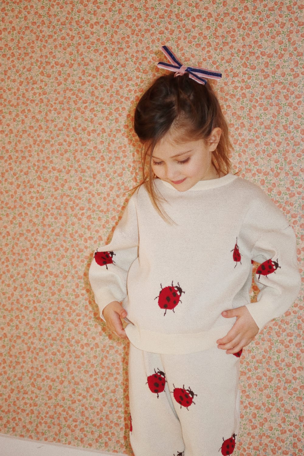 Organic cotton knitted trousers, Ladybug