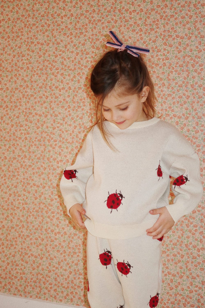 Organic cotton knitted trousers, Ladybug