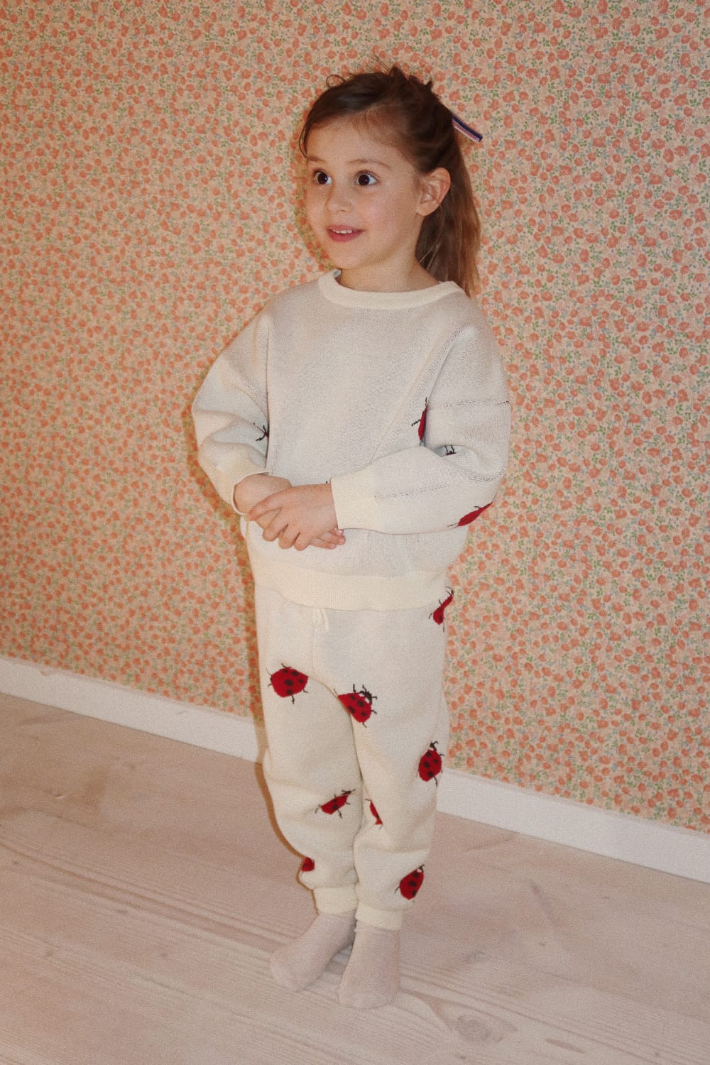 Organic cotton knitted trousers, Ladybug