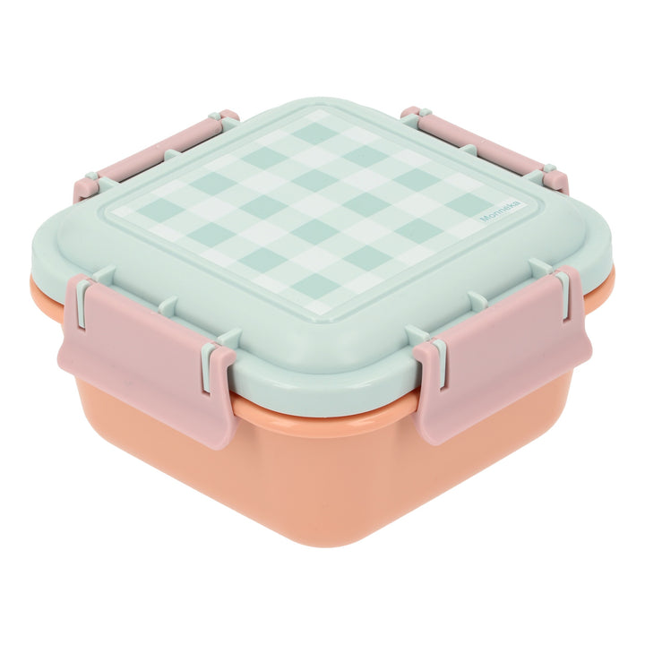 Large lunch box with container, Aqua squares