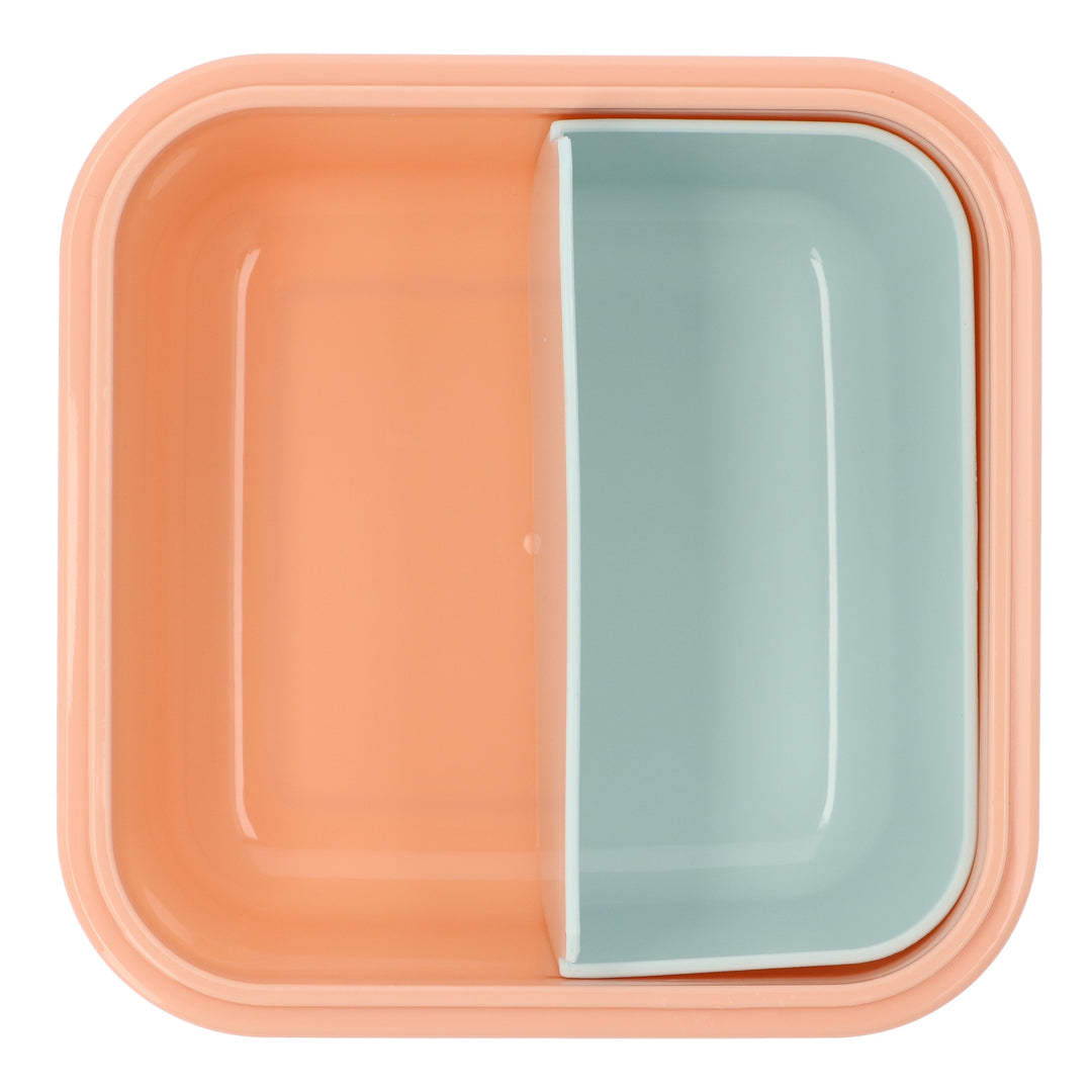 Large lunch box with container, Aqua squares
