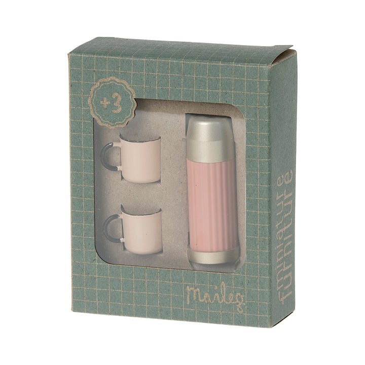 Maileg | Mini Thermos e tazze corallo, Thermos and cups Soft Coral