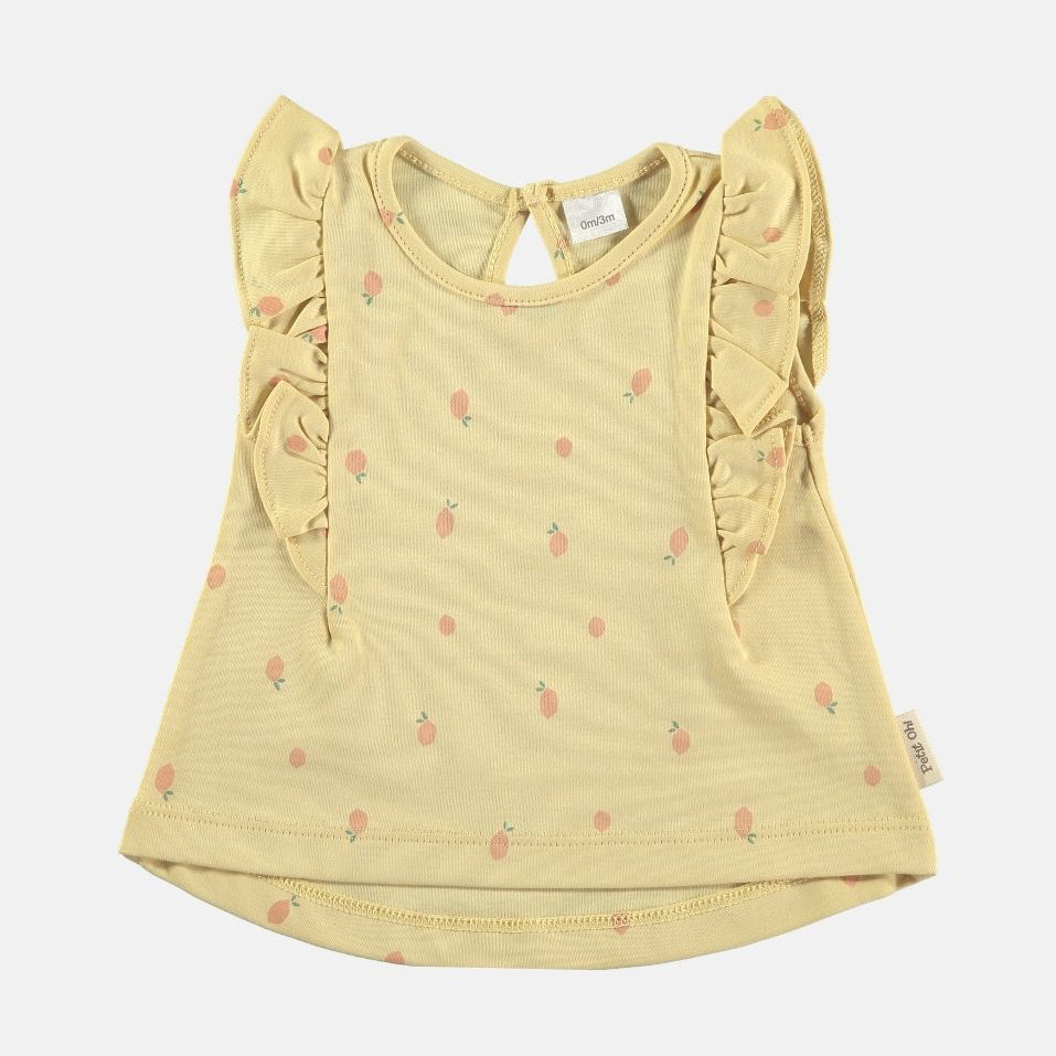 Petit Oh! | Maglietta balze in pima cotone Citric yellow