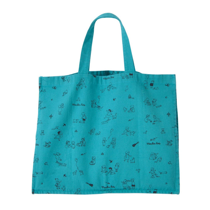 Borsa Grande Moulin Roty, Spessa e Resistente in Cotone Bio Blu
