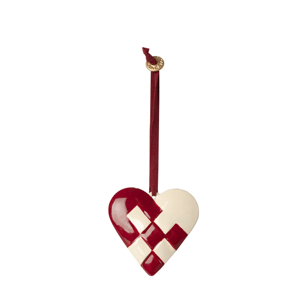 Maileg | Ornamento Natalizio in metallo, Cuore intrecciato rosso
