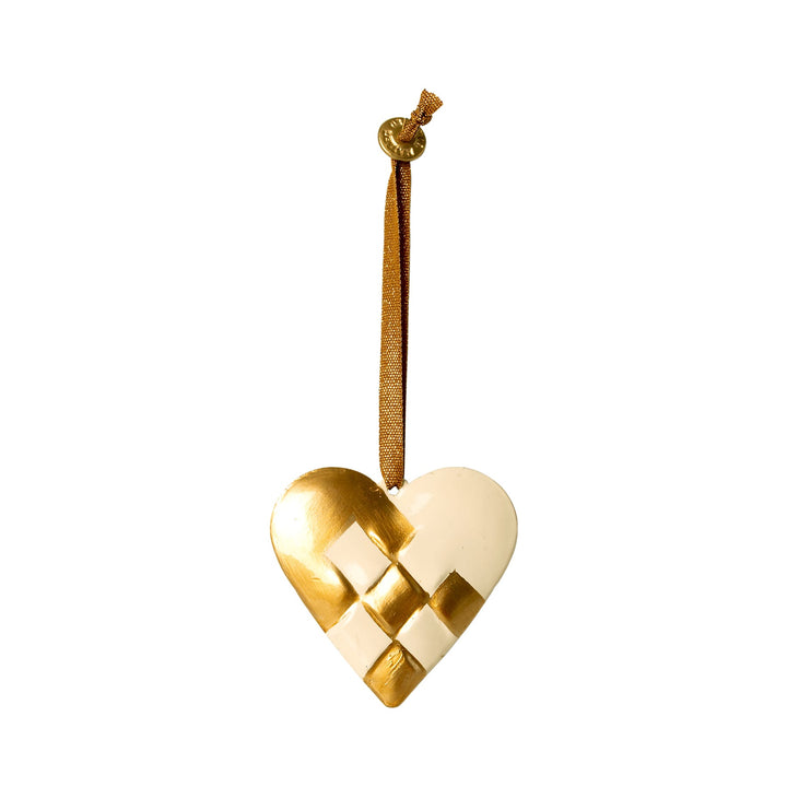 Maileg | Ornamento Natalizio in metallo, Cuore intrecciato oro