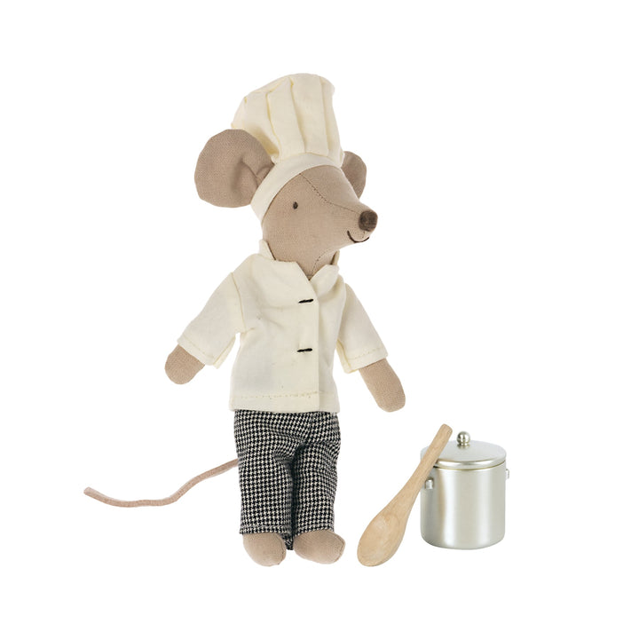 Maileg | Topino Chef con pentola e cucchiaio, Big Brother Mouse