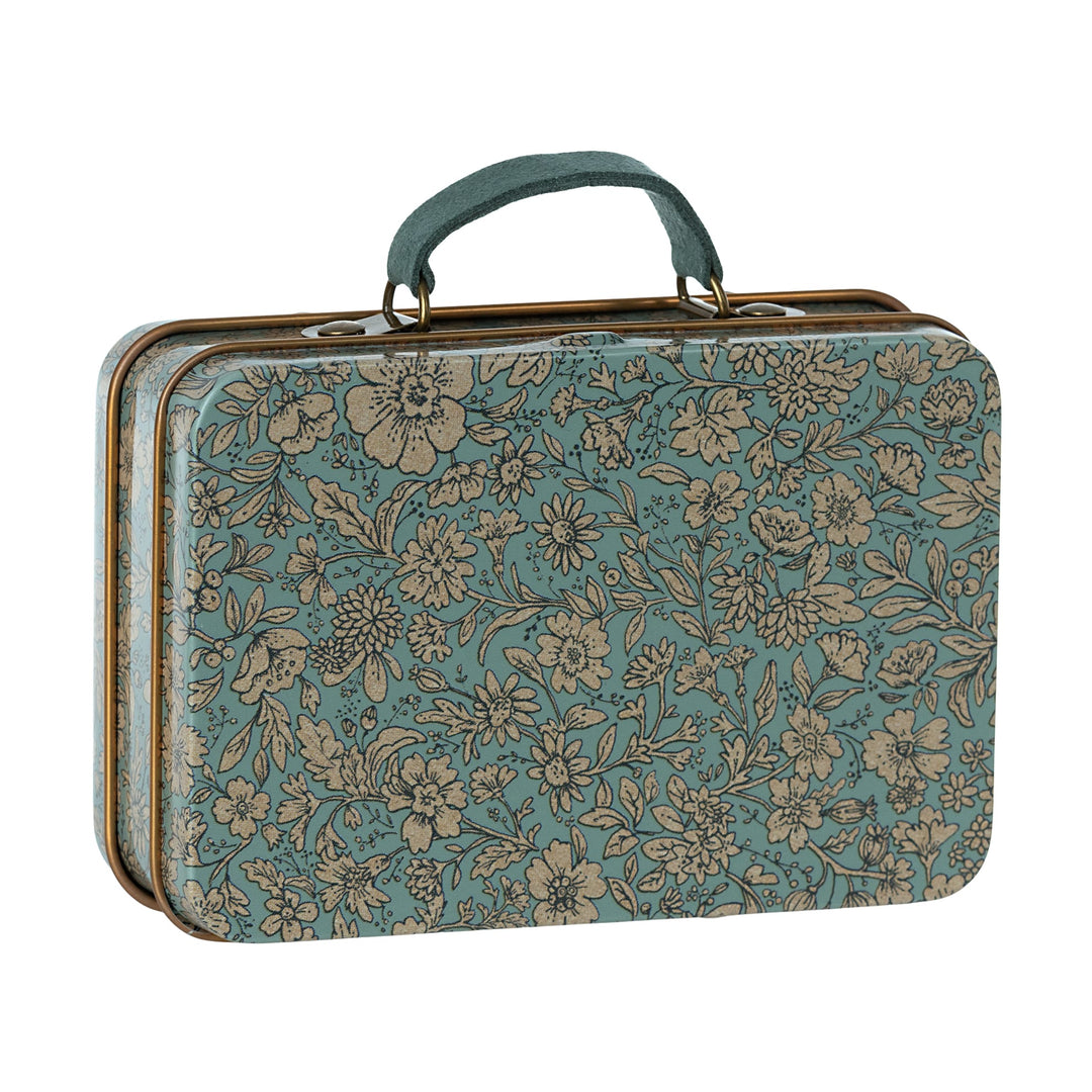 Maileg | Mini valigia metallo, Blossom blu verde