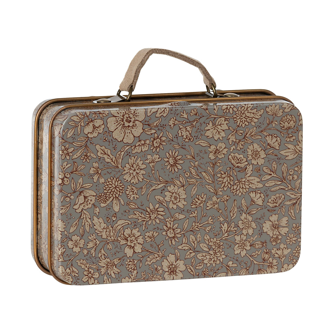 Maileg | Mini valigia metallo, Blossom grigio