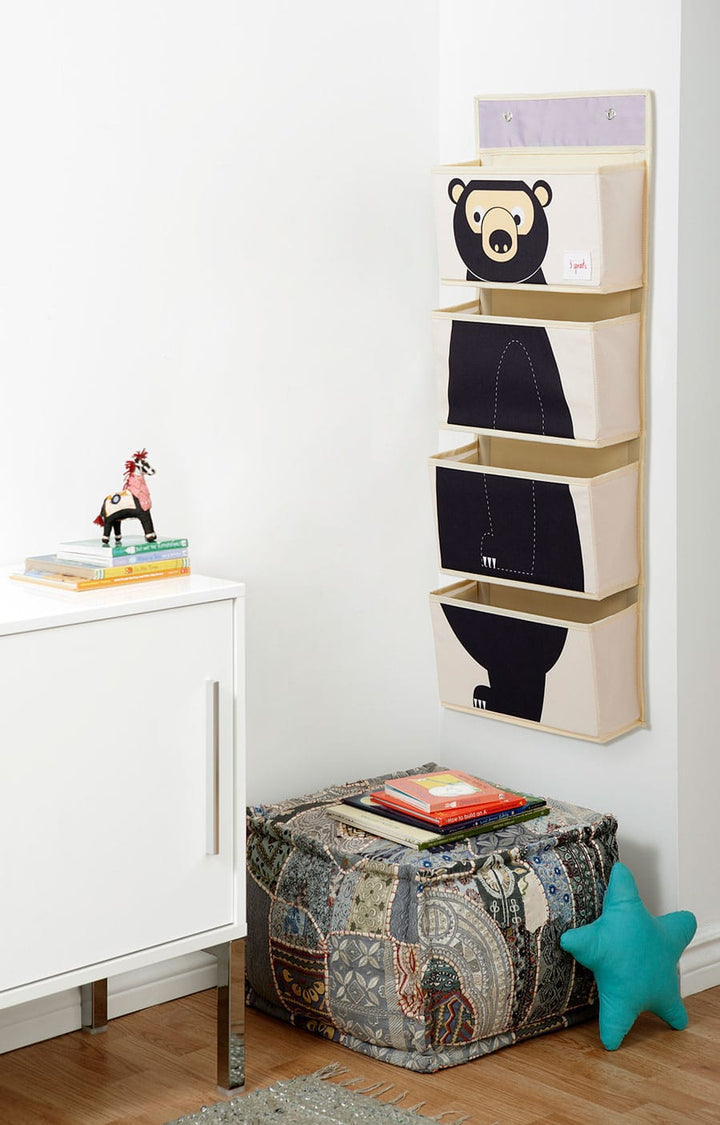 Organizer Portaoggetti da Parete con Ganci 4 Tasche, Orso | 3 Sprouts
