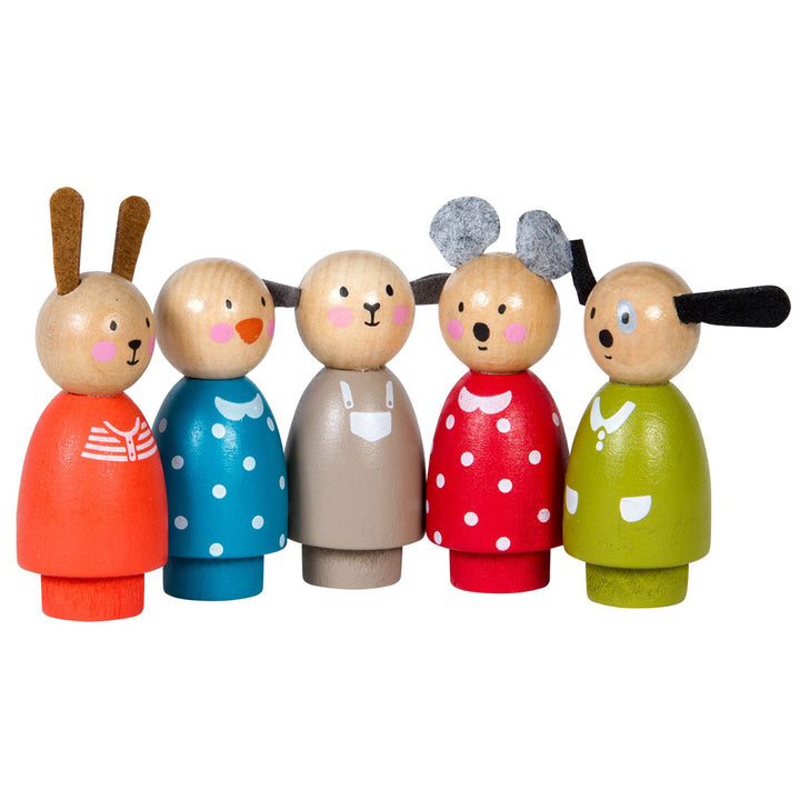 Set di 5 Personaggi in Legno La Grande Famiglia, 18 mesi | Moulin Roty