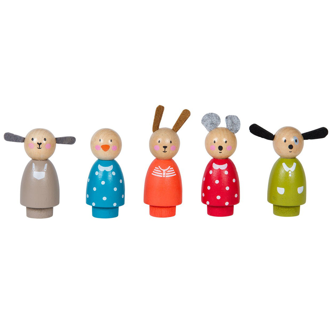 Set di 5 Personaggi in Legno La Grande Famiglia, 18 mesi | Moulin Roty