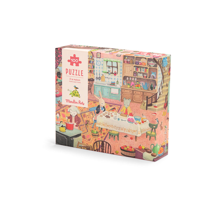 Moulin Roty | Puzzle di osservazione A casa, 100pz La Grande Famille