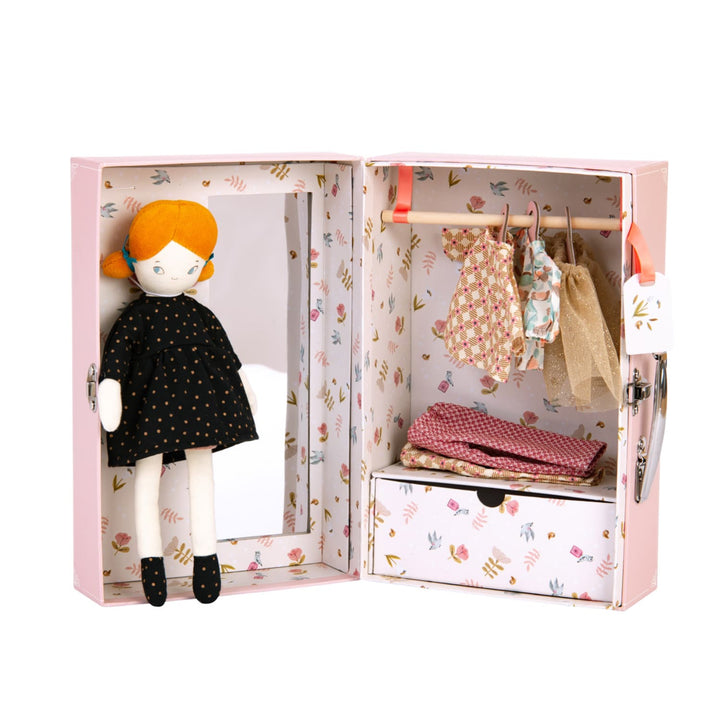 Moulin Roty | Valigetta e bambola armadio con vestiti, Les Parisiennes
