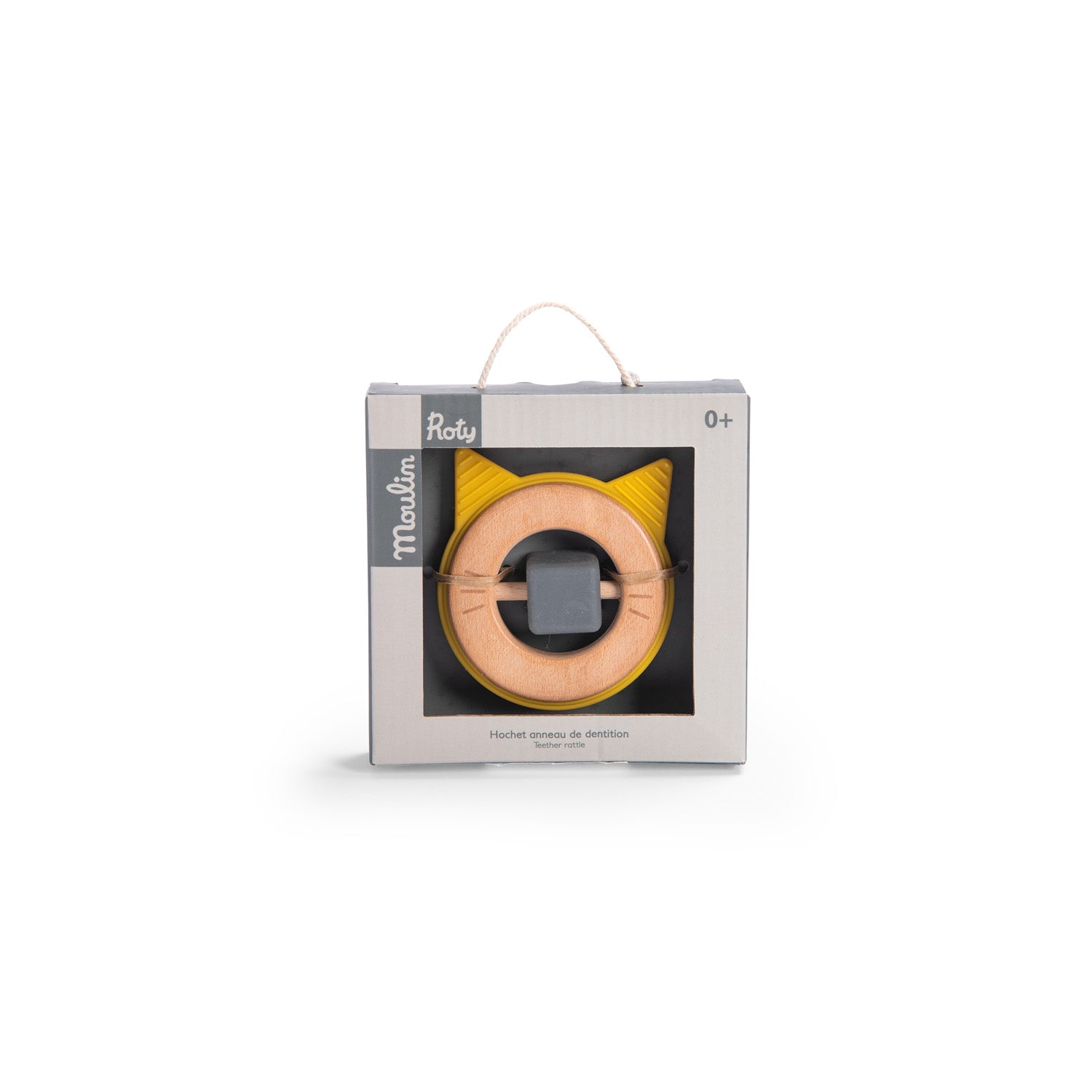Moulin Roty | Anello di dentizione in legno silicone Gatto