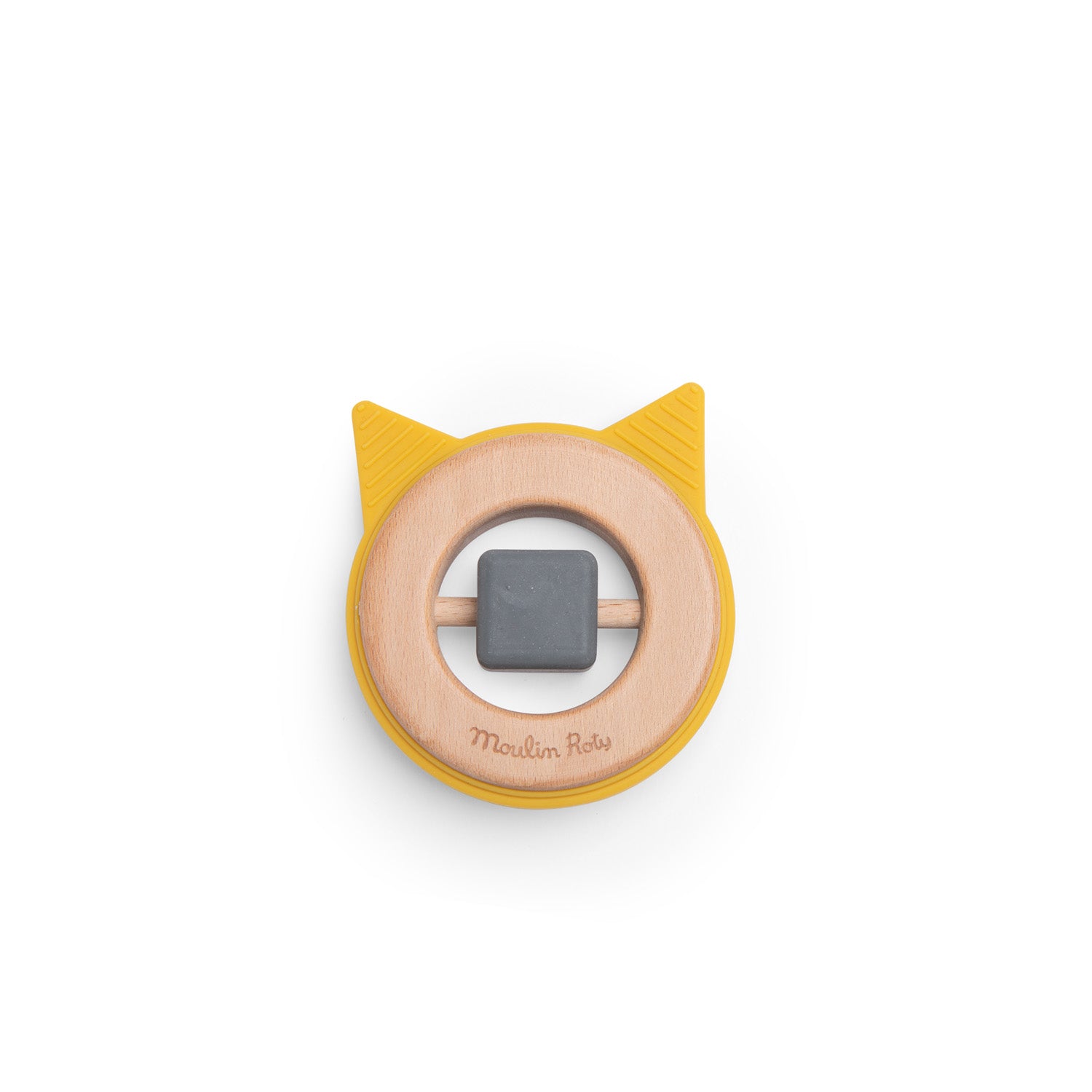 Moulin Roty | Anello di dentizione in legno silicone Gatto
