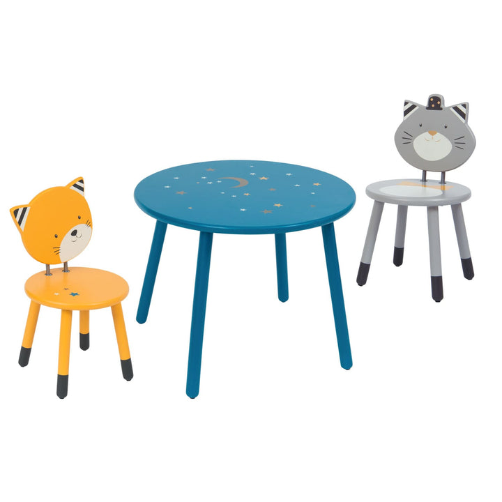 Moulin Roty | Tavolo rotondo in legno per bambini Blu Les Moustaches 666700