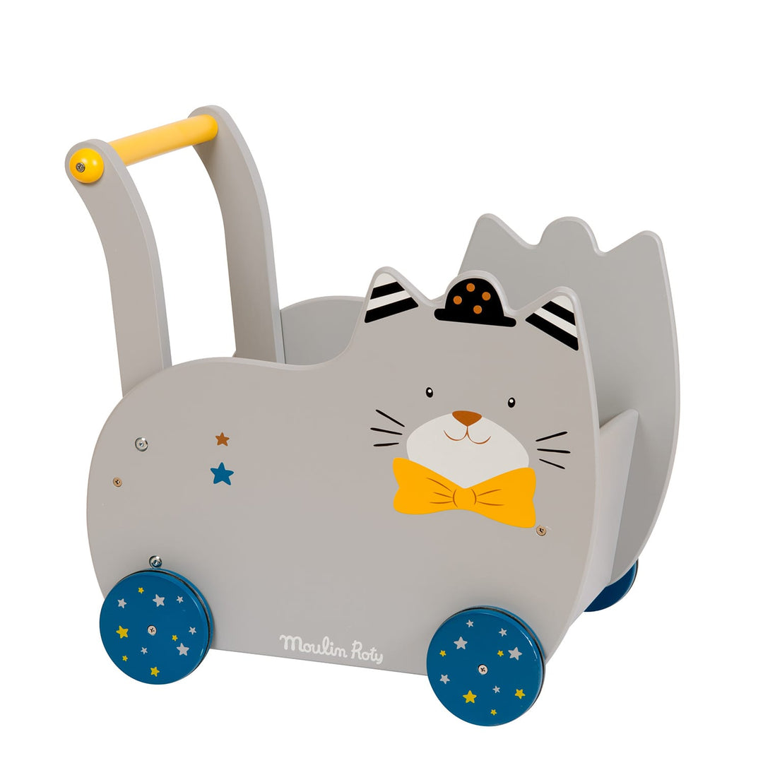 Moulin Roty Carrello Porta Giochi in Legno Gatto Les Moustaches 666725