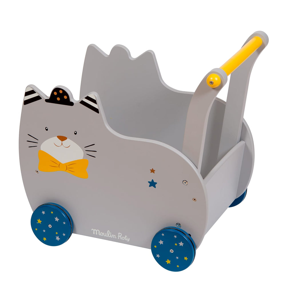 Moulin Roty Carrello Porta Giochi in Legno Gatto Les Moustaches 666725