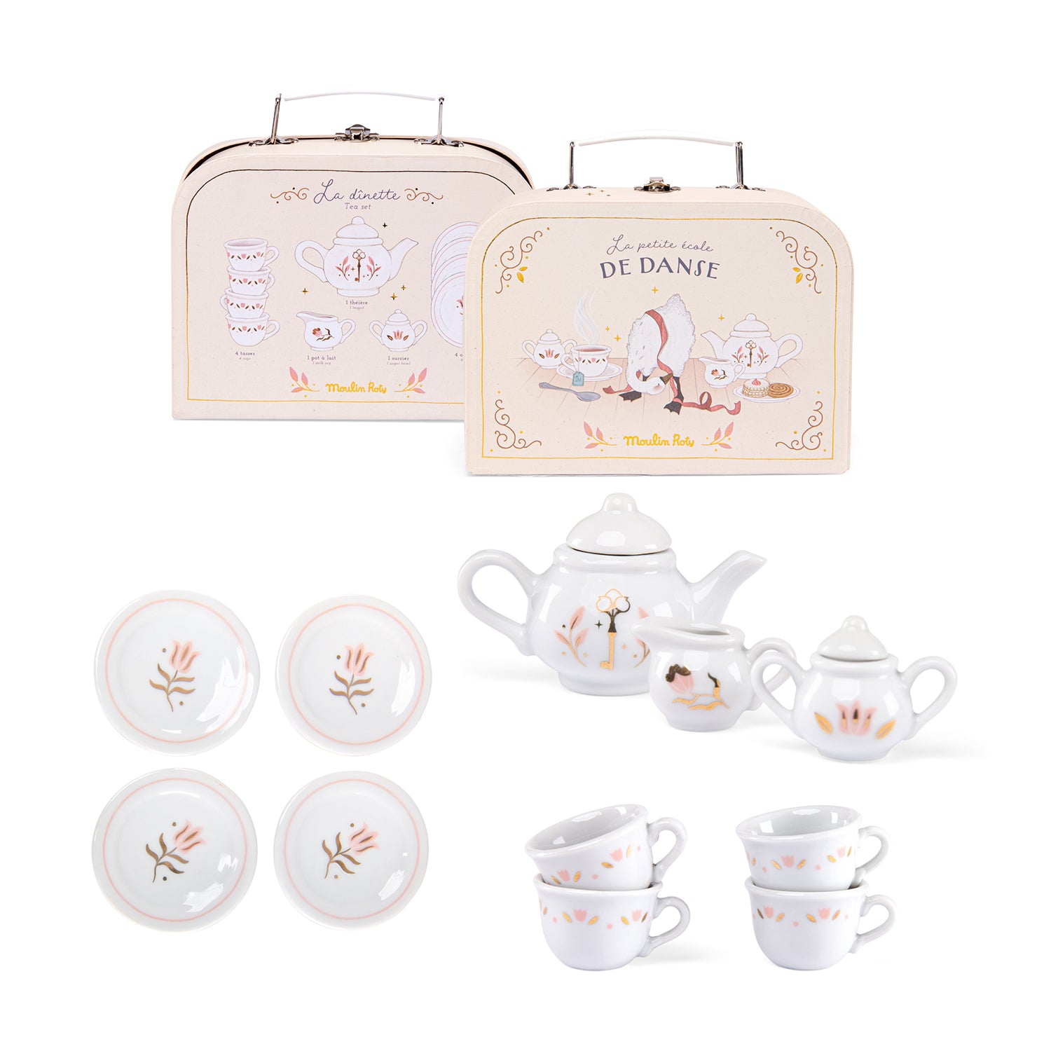 Moulin Roty Ceramic tea service case for children PIPI PUPU and friends