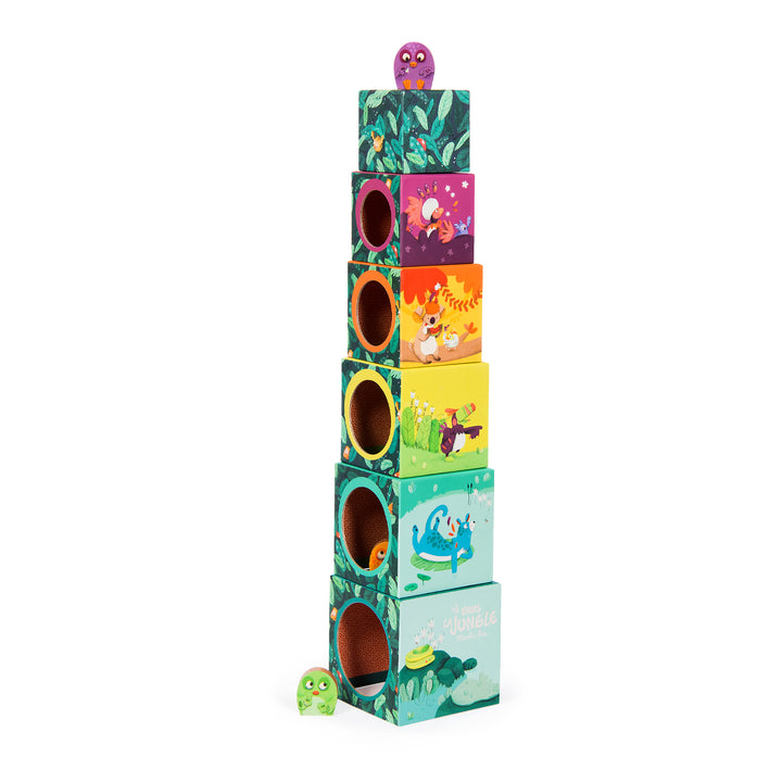 Moulin Roty | Cubi impilabili con 3 uccellini, Dans la Jungle