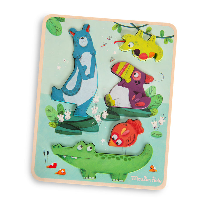 Wooden sensory interlocking puzzle, Jungle