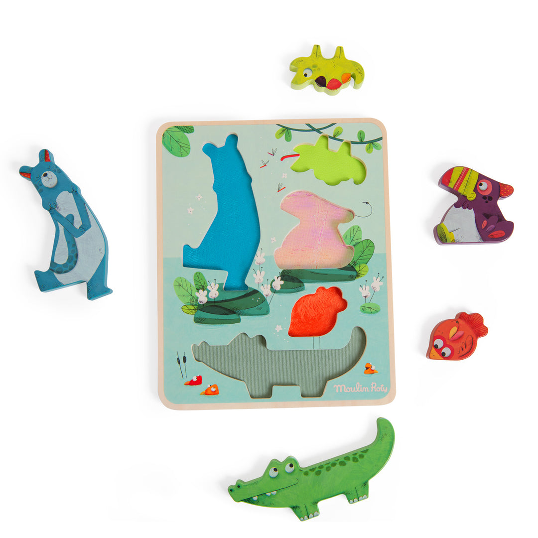 Wooden sensory interlocking puzzle, Jungle