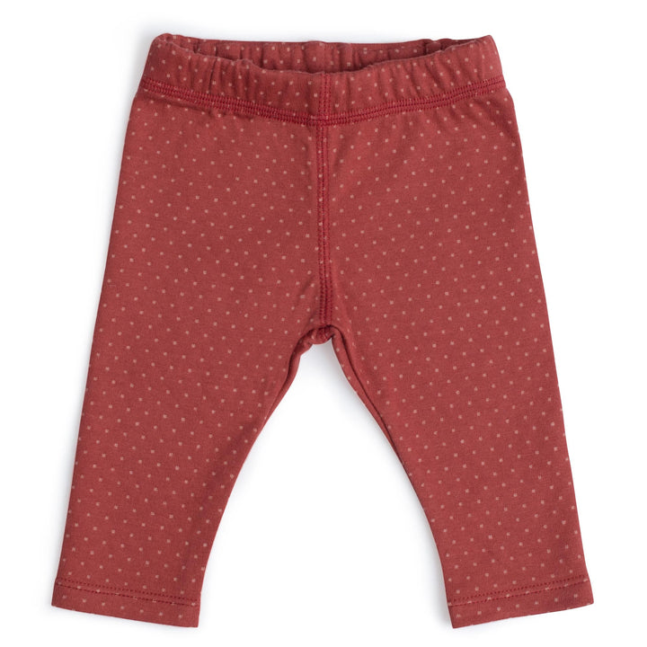 Moulin Roty | Leggings a Pois Badiane in Cotone Rosso Mattone Bimba