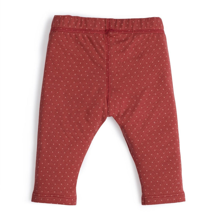 Moulin Roty | Leggings a Pois Badiane in Cotone Rosso Mattone Bimba