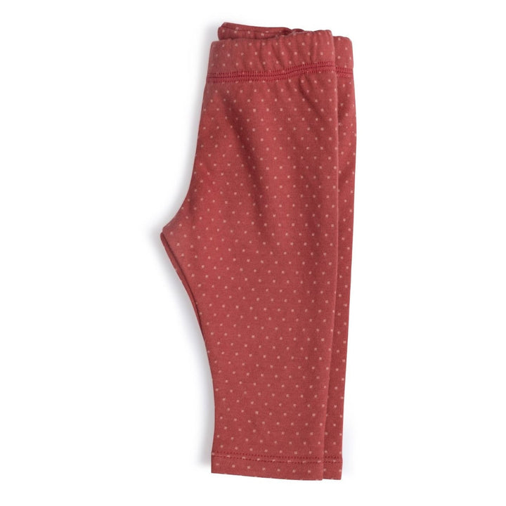 Moulin Roty | Leggings a Pois Badiane in Cotone Rosso Mattone Bimba