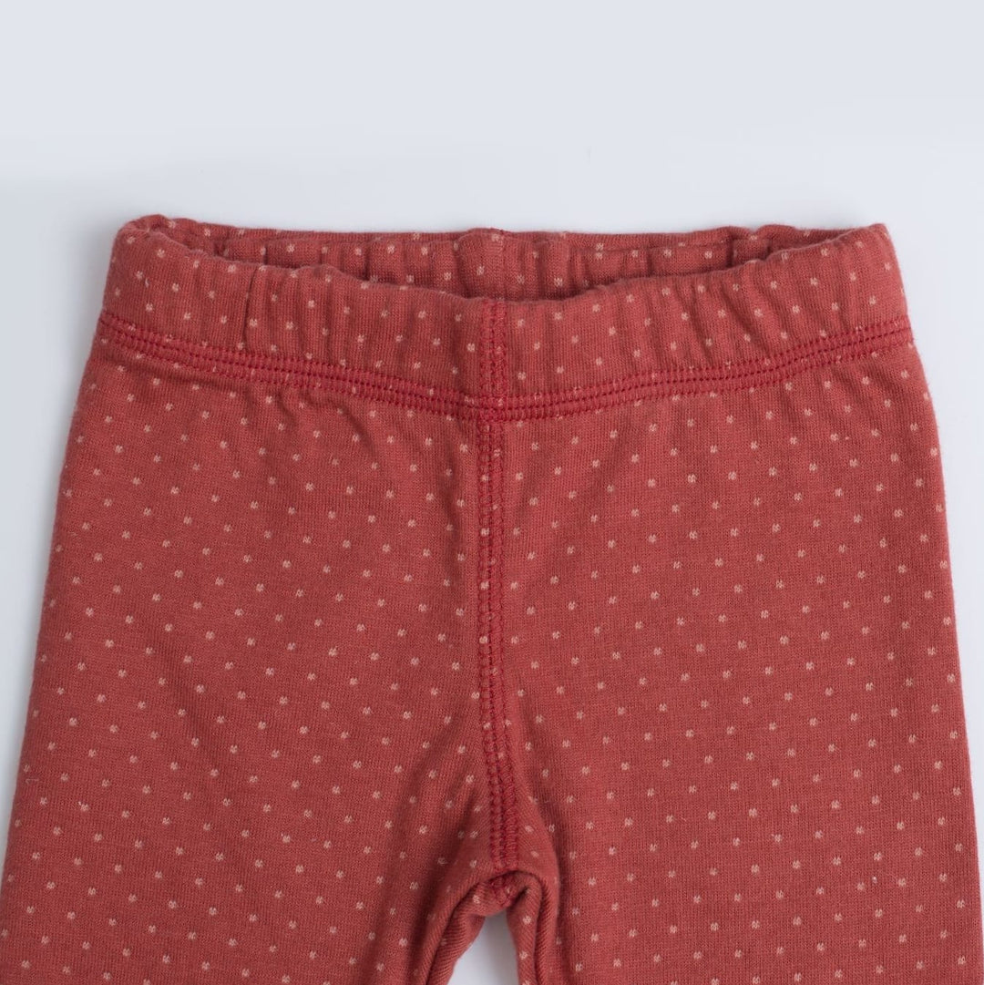 Moulin Roty | Leggings a Pois Badiane in Cotone Rosso Mattone Bimba