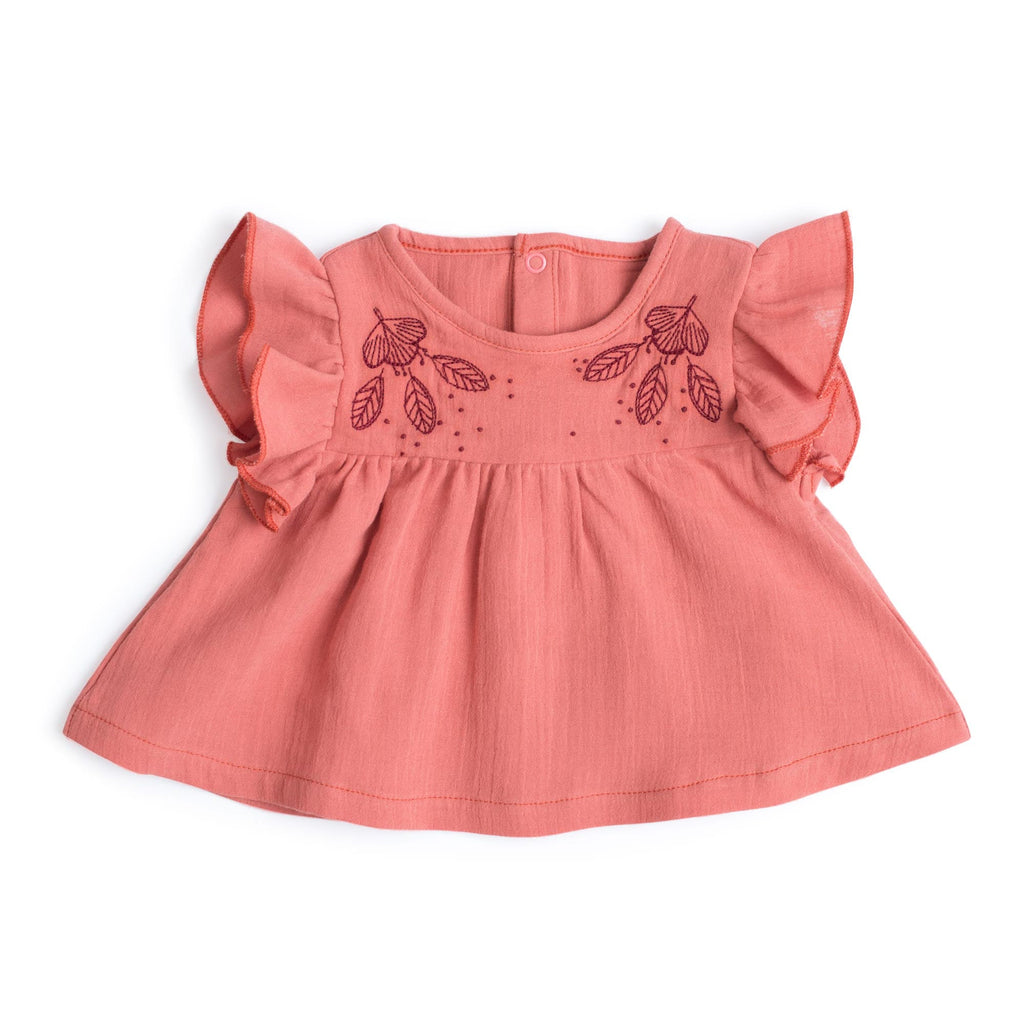 Moulin Roty Betty Blouse Blouse with Antique Pink Ruffles for Girls PIPI PUPU and friends