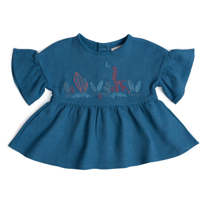 Moulin Roty | Camicetta Blouse Babette con Balze Blu Bimba