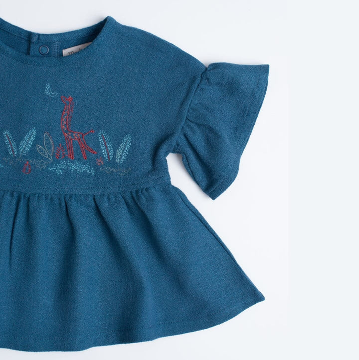 Moulin Roty | Camicetta Blouse Babette con Balze Blu Bimba