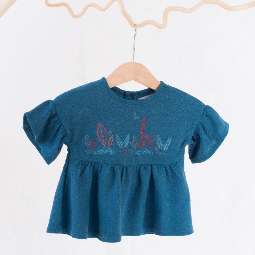 Moulin Roty | Camicetta Blouse Babette con Balze Blu Bimba