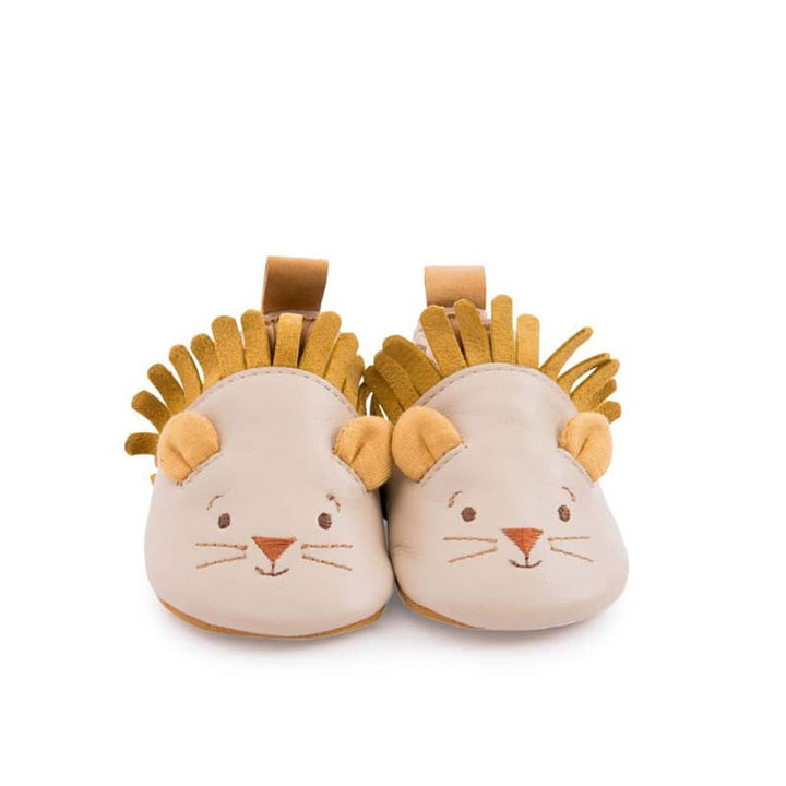 Moulin Roty | Scarpine in cuoio Leone Beige 0-24 mesi, Sous mon Baobab