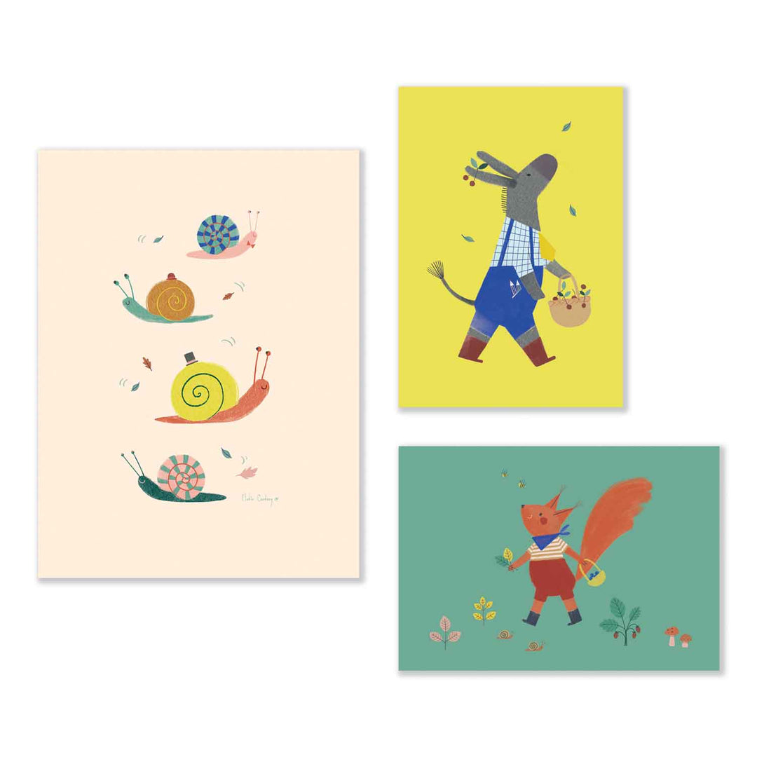 Moulin Roty | Poster Set di 3 Pomme des bois, 30x40 cm