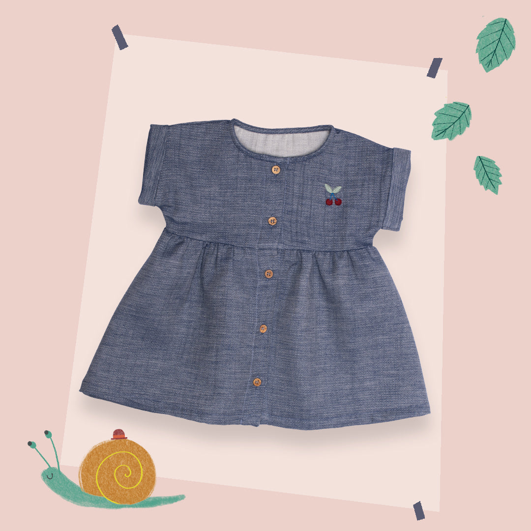 Abito in Chambray Denim, Fiona Pomme des bois