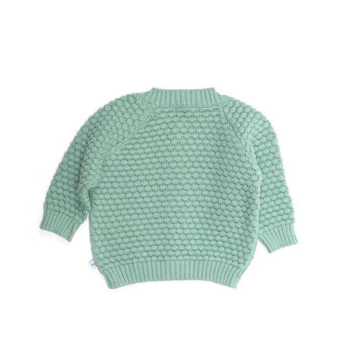 Moulin Roty | Cardigan Verde Salvia Cotone Bio, Fusain Pomme des Bois