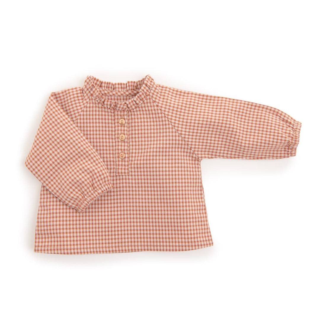 Moulin Roty | Camicia Quadretti Bianco/Nocciola Eva Pomme des bois