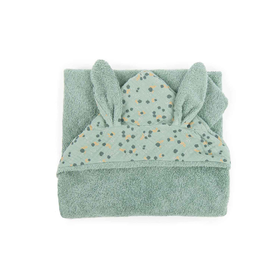 Moulin roty | Accappatoio neonato cotone salvia, Trois petits lapins