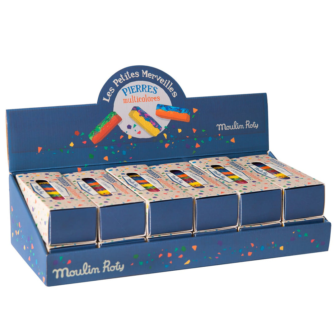 Scatola 6 Pastelli a Cera Multicolore Effetto Pietra | Moulin Roty 711259