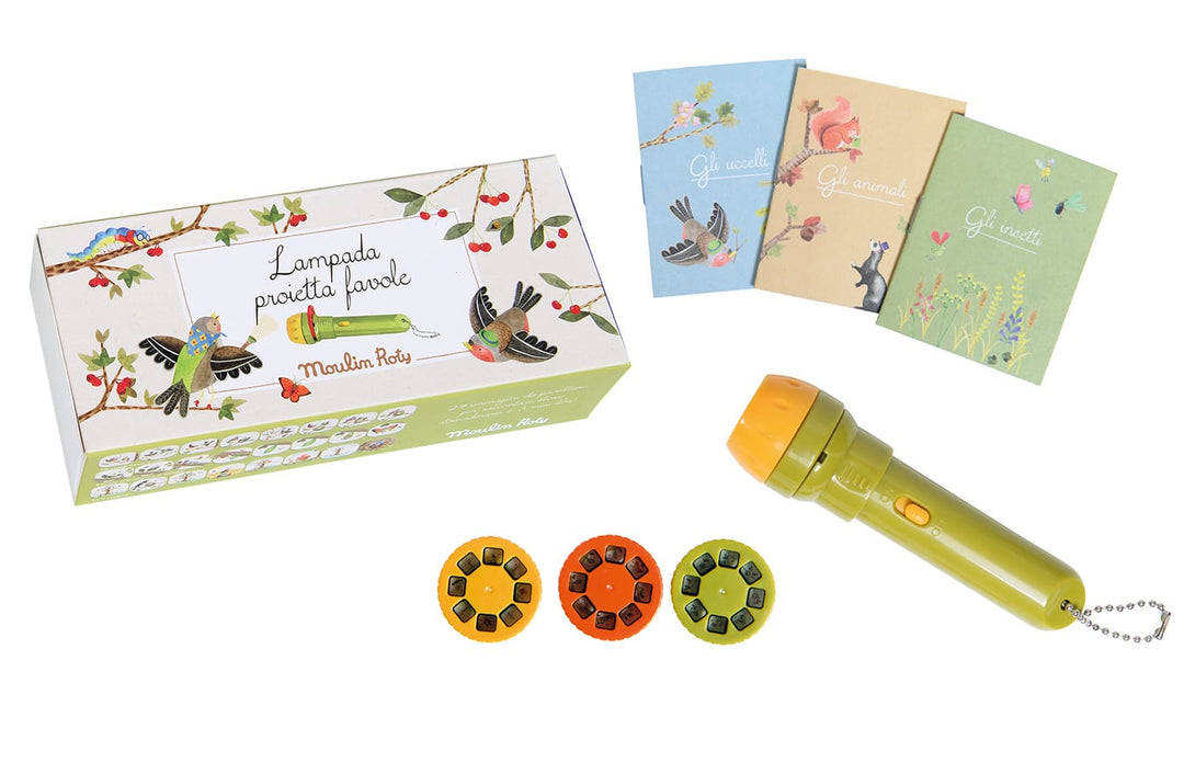 Lampada Proietta Storie Le Jardin +3 mini libri Italiano | Moulin Roty 712391